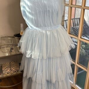 Elegant Light Blue Midi Dress